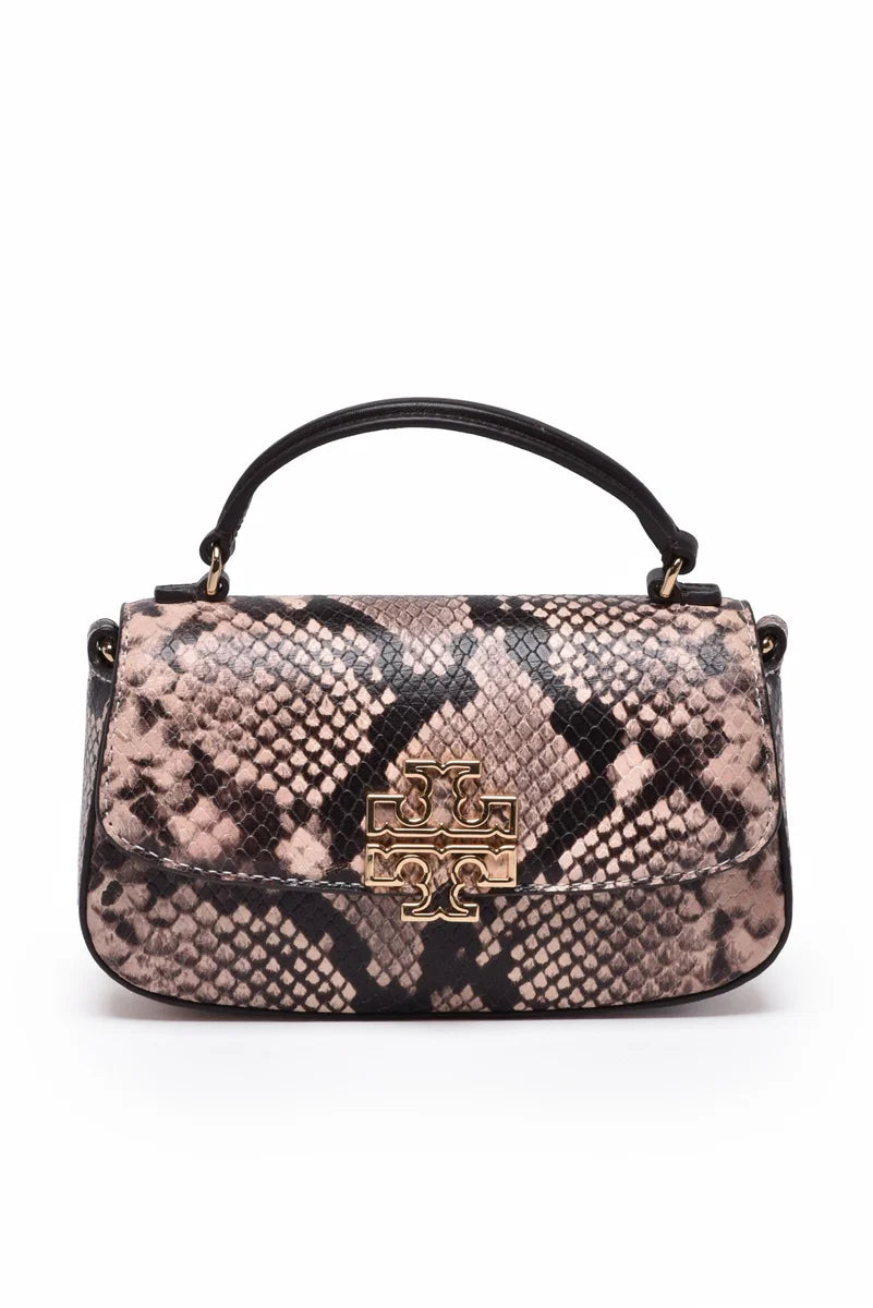 Britten Snake Embossed Mini Handbag - Brown/Beige