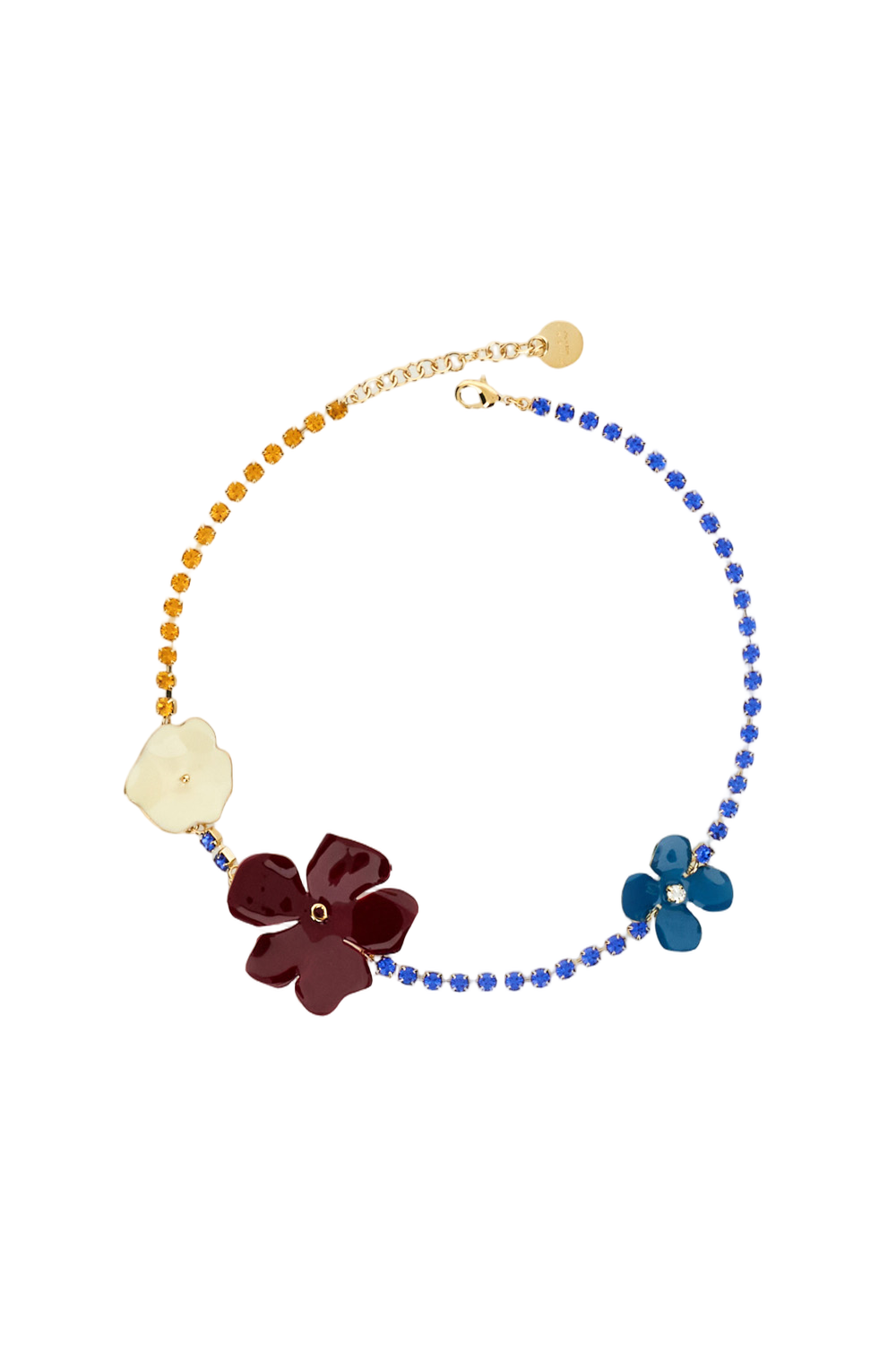 Floral Charm Choker Necklace With Classic Clasp