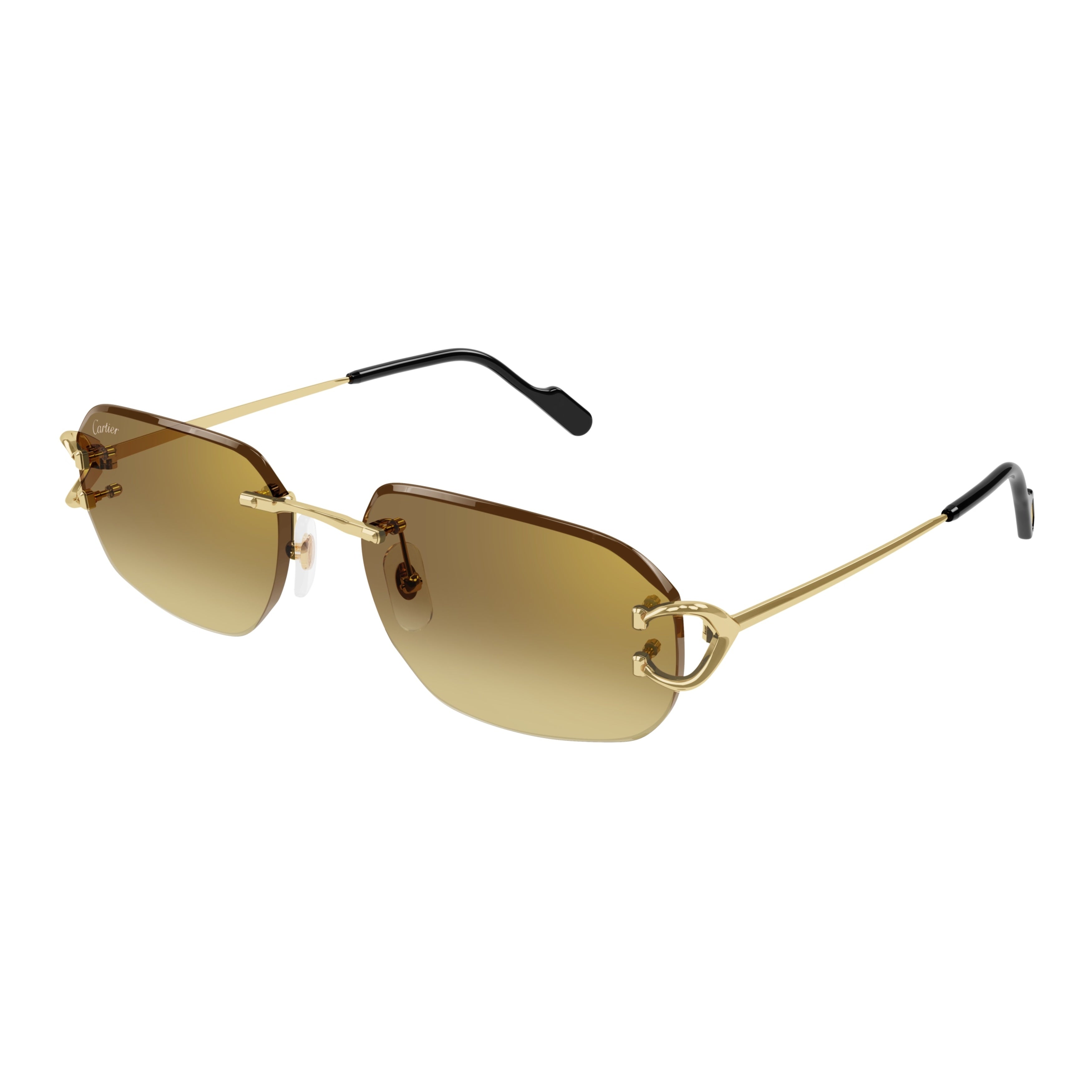 Rimless Sunglasses With Rectangular Brown Gradient Lenses