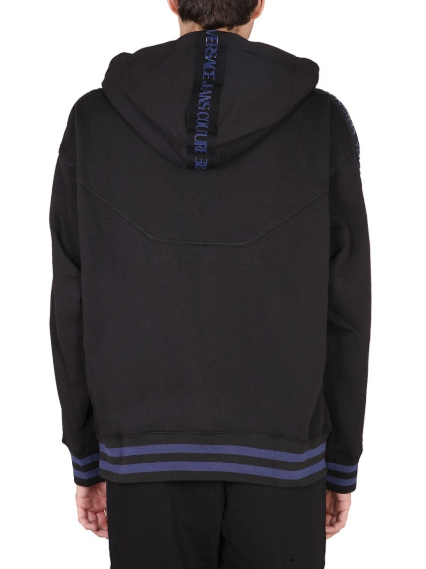 Solid Black Hoodie With Drawstring