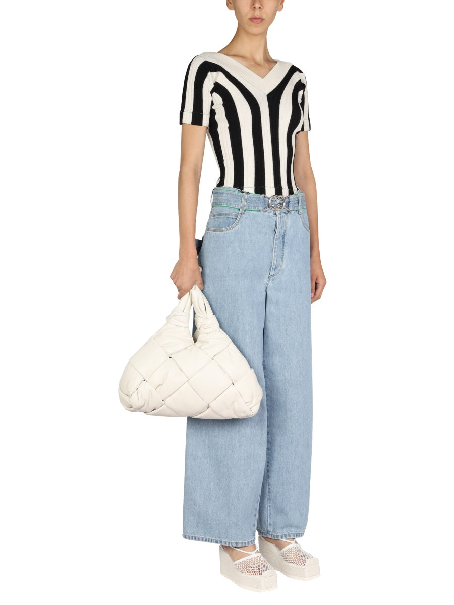 V-Neck Striped Pattern Top with Modern Aesthetic