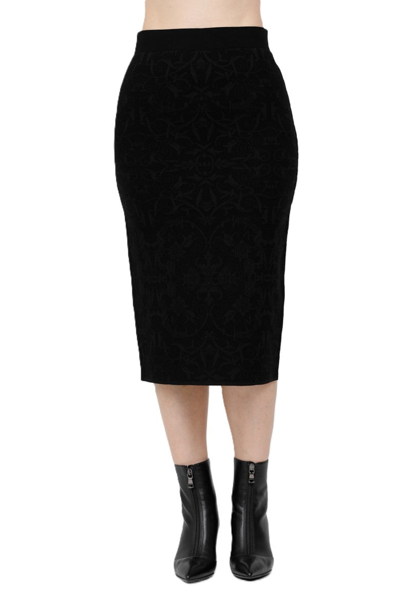 Fitted Black Midi Skirt