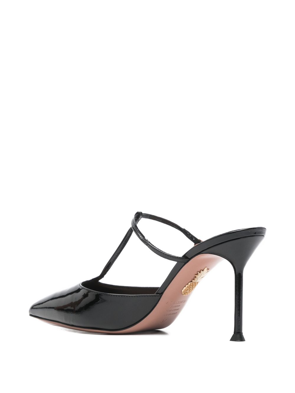 Pointed-Toe Black Sandals With Delicate T-Strap Design