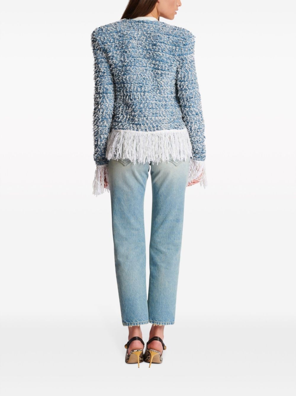 Cropped Tweed and Denim Jacket