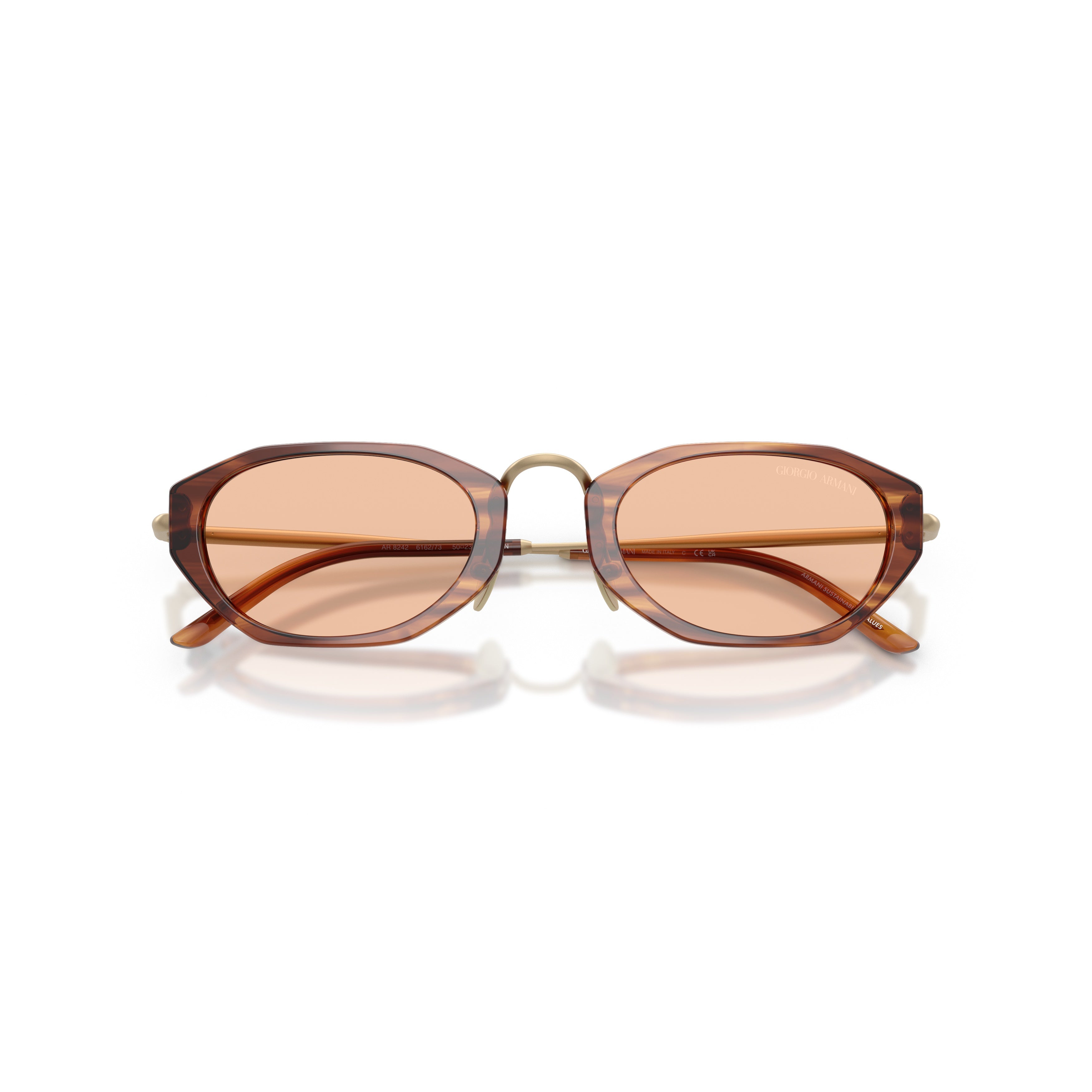 0ar8242 Angular Geometric Sunglasses with Translucent Brown Frame