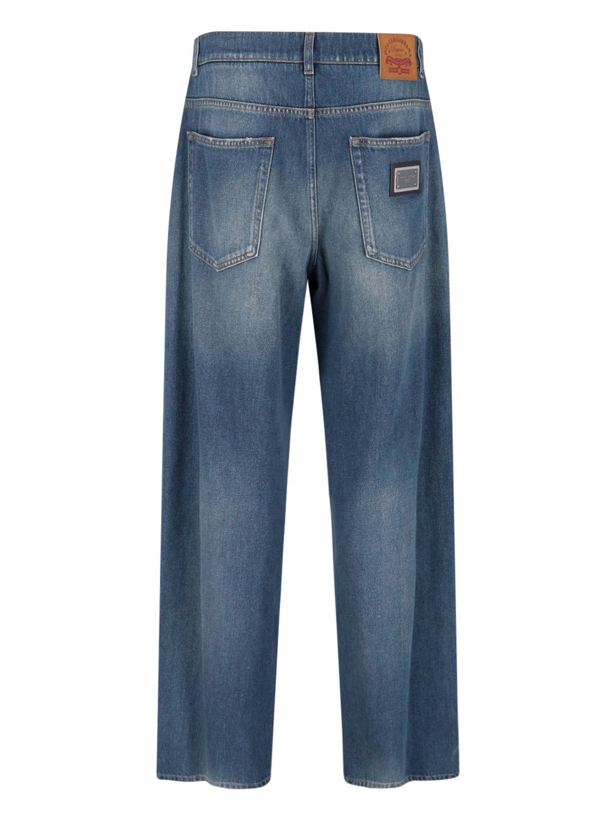 Blue Mid-Rise Straight-Leg Denim Jeans