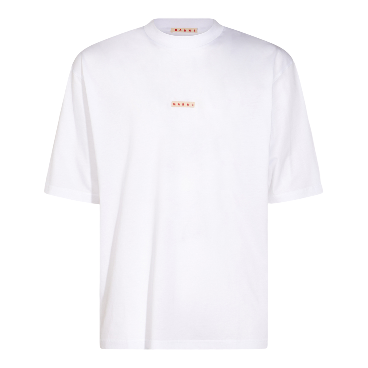 Short-Sleeve White T-Shirt with Rectangular Patch