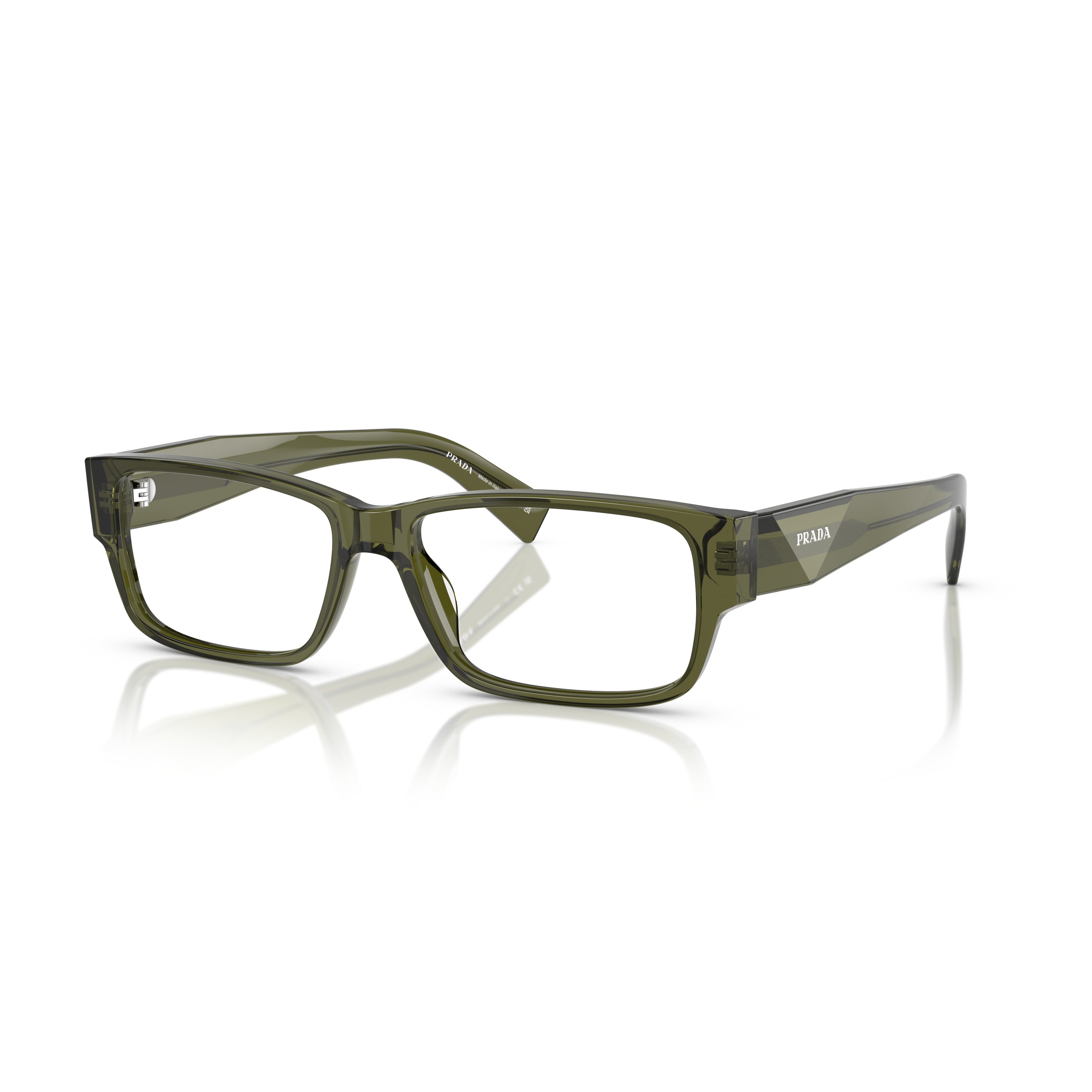 0pr B09v Translucent Olive Green Acetate Rectangular Eyeglasses