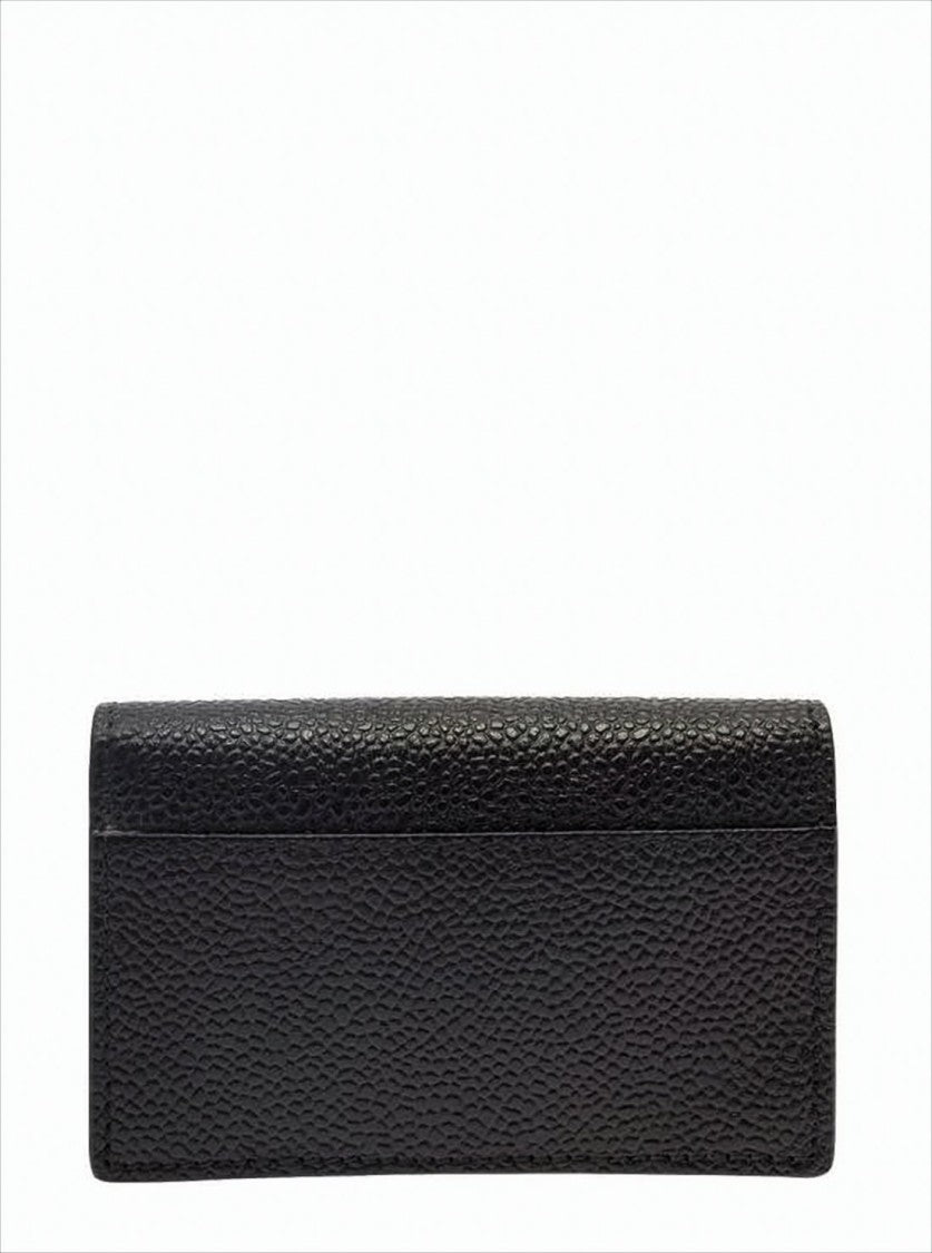 Textured Leather Wallet With Snap Button Closure And Tricolor Detail