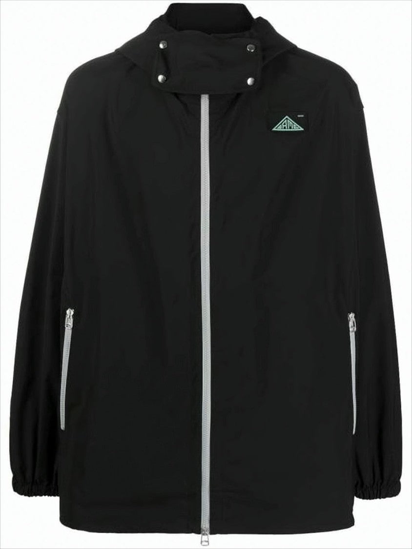 Polyester Black Jacket with Contrasting Zippers