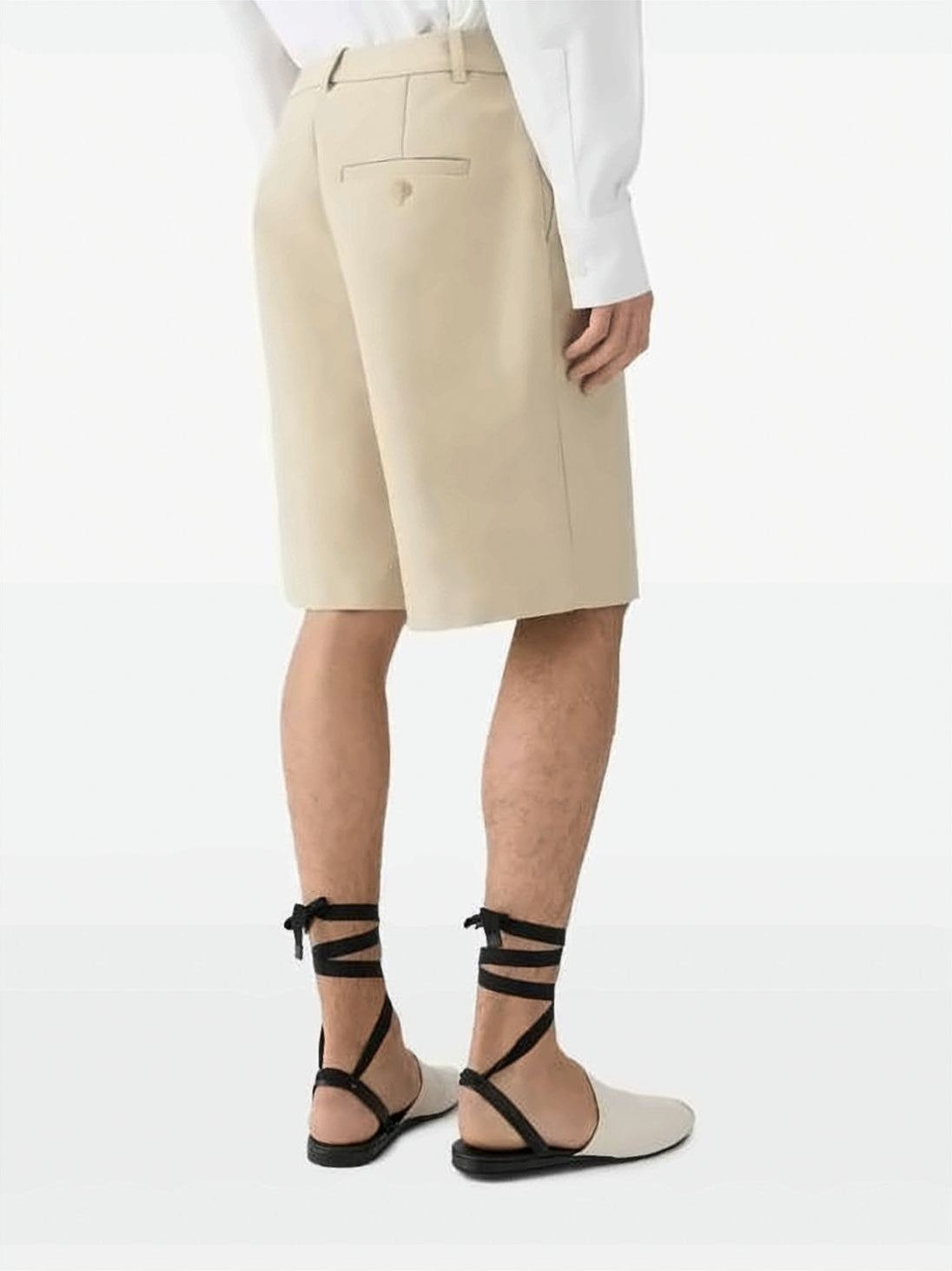 Mid-Length Tailored Shorts with Button Closure