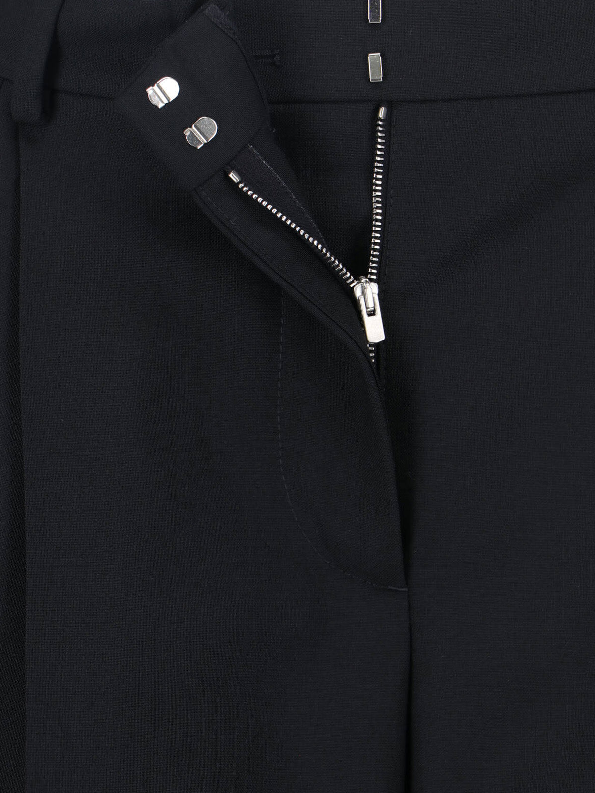 Black Tailored Wool Satin Stripe Trousers