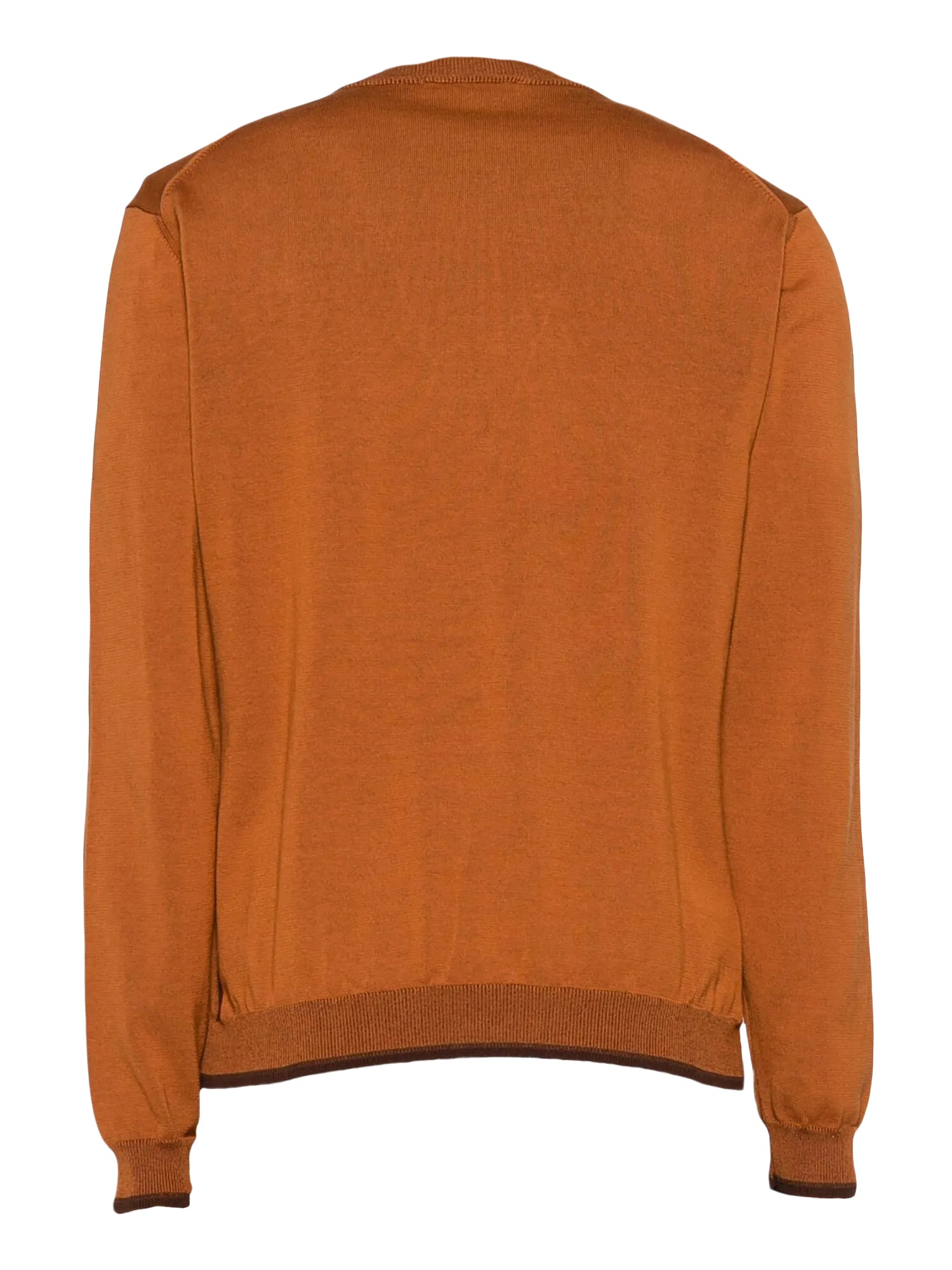 Cotton V-Neck Cardigan With Ribbed Details And Iconic Emblem