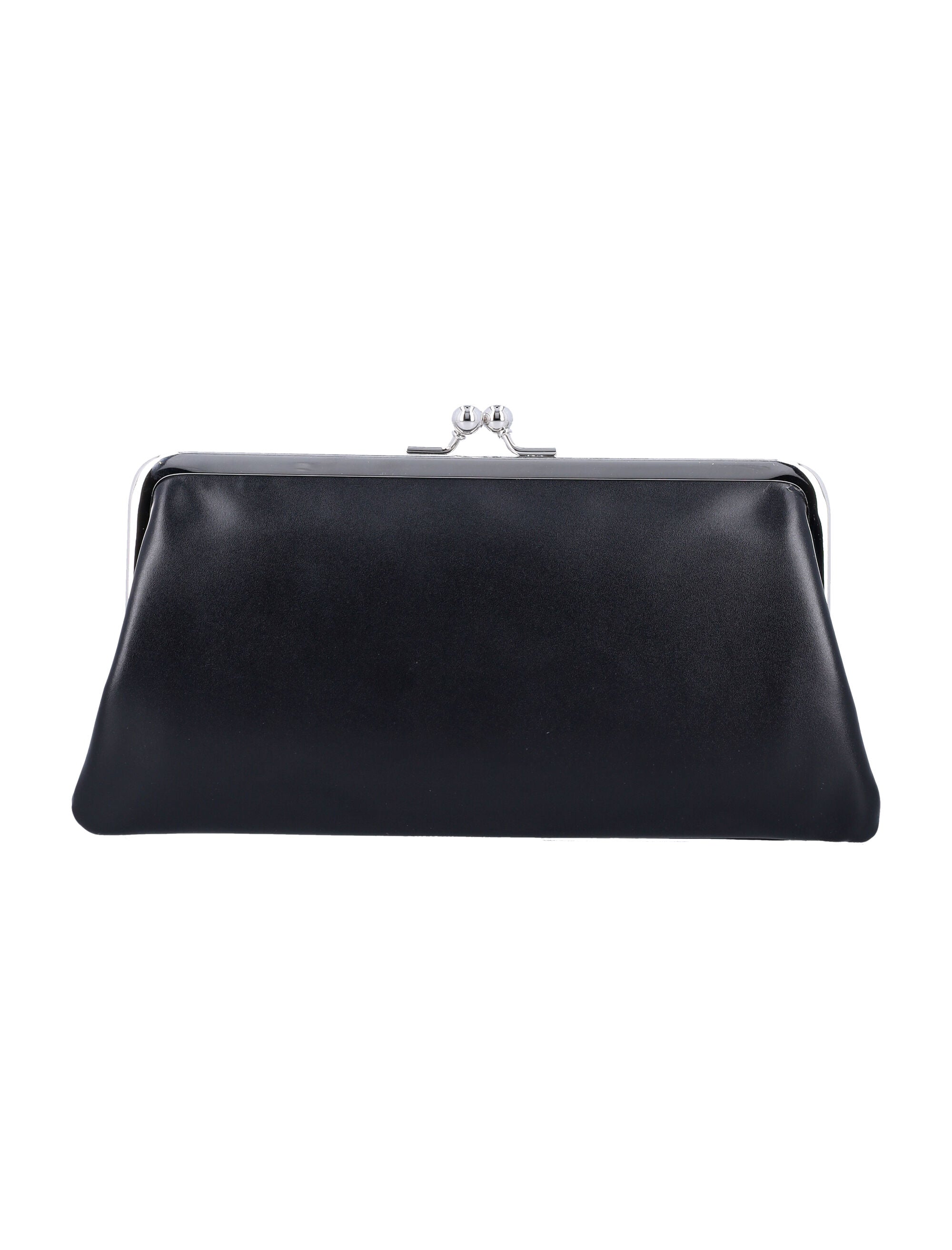 Kiss-Clasp Purse With Silver-Tone Hardware