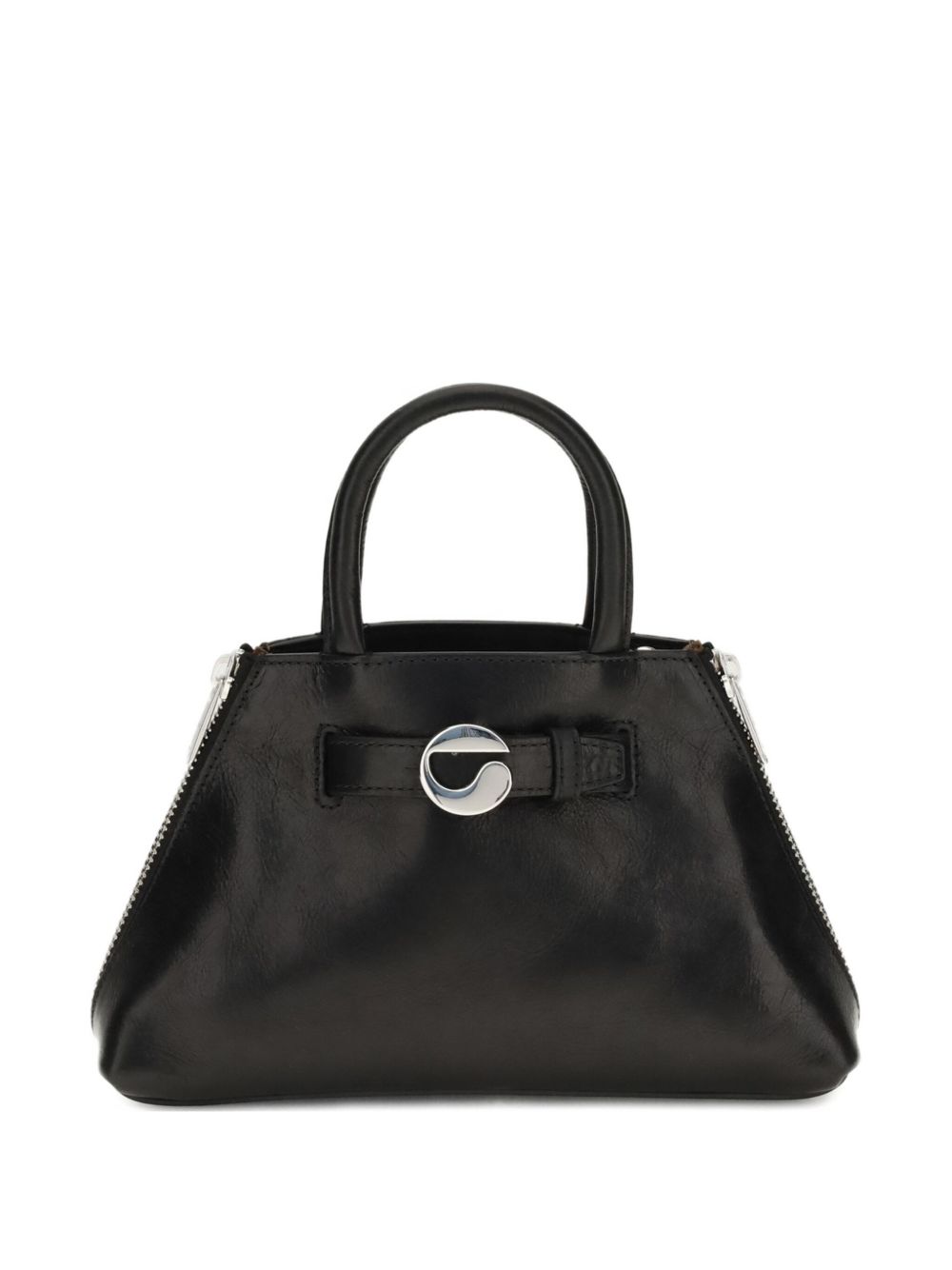 Trapezoidal Black Calfskin Leather Bag