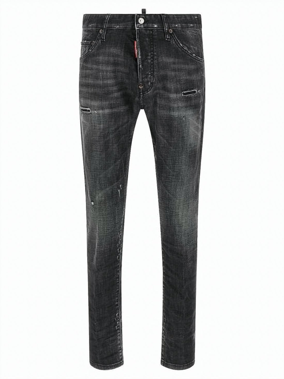 Black Slim Fit Distressed Denim Pants