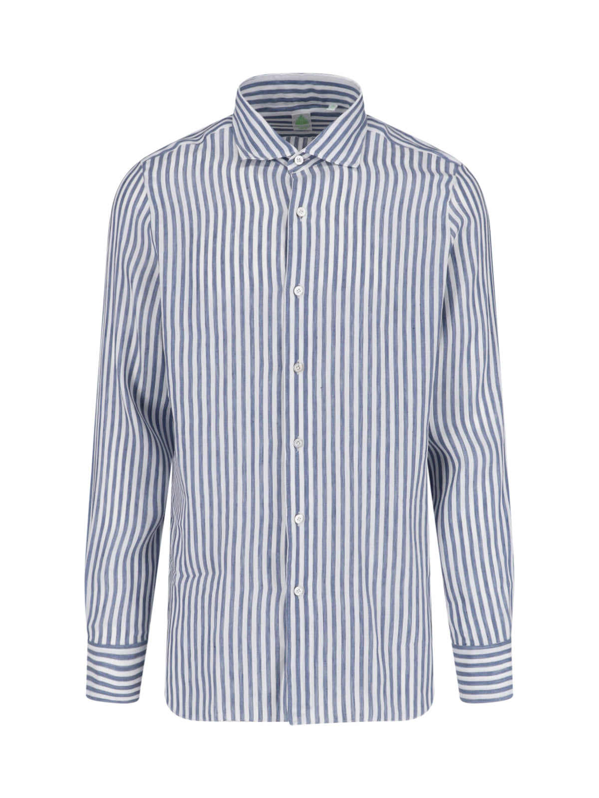 Blue Striped Classic Collar Linen Shirt