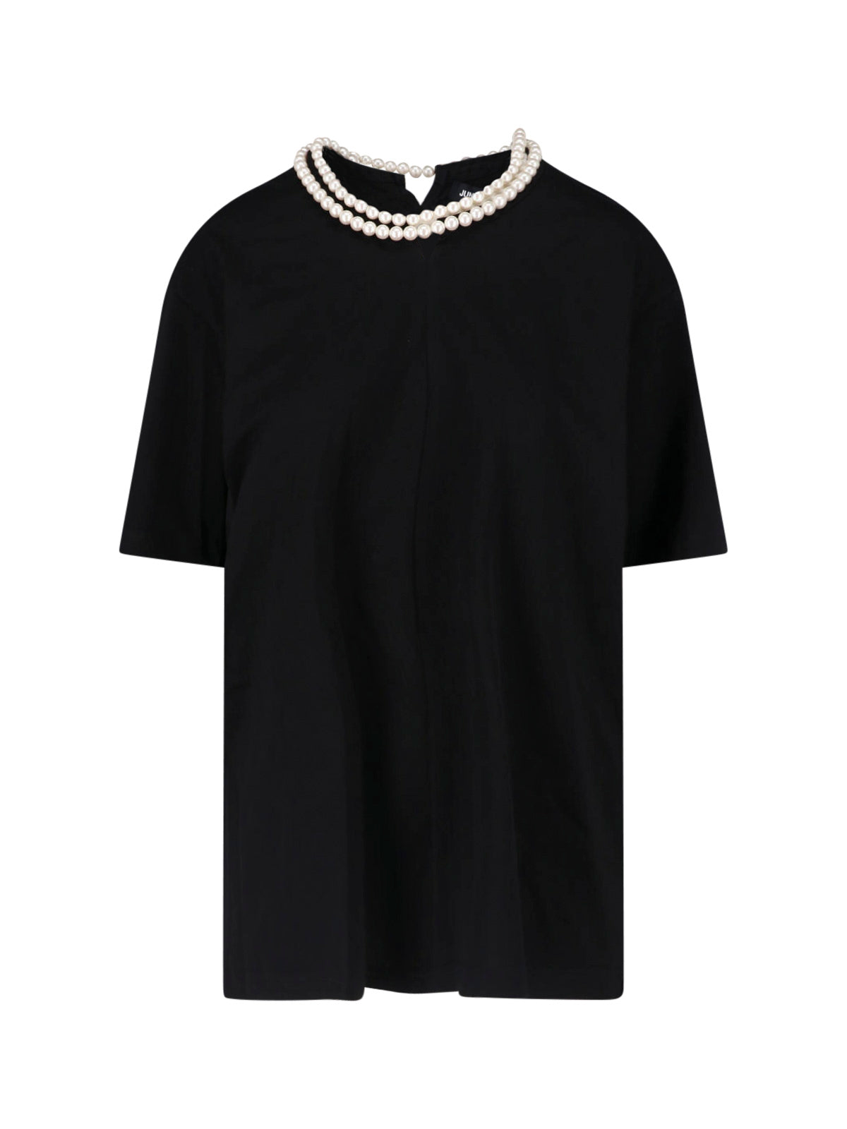 Black Pearl Adorned Cotton T-shirt