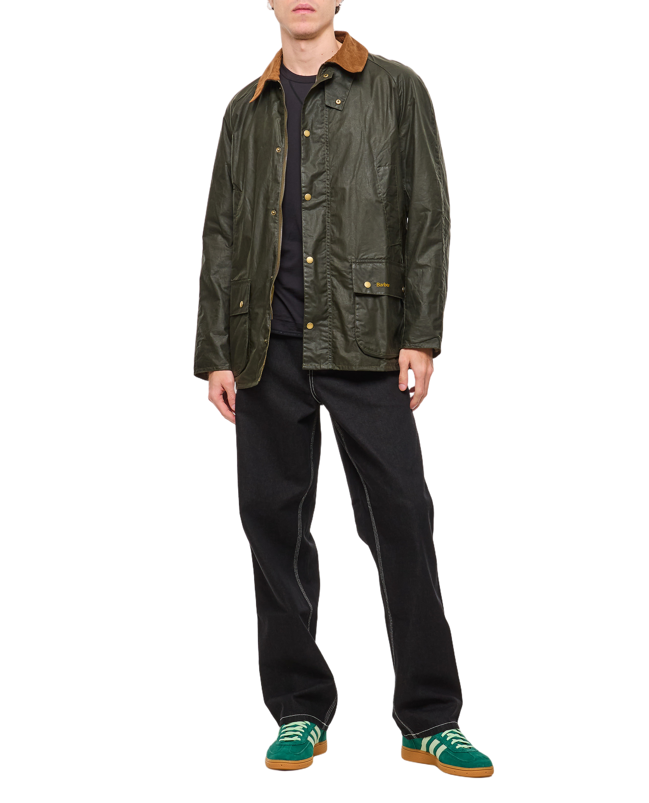 Green Zip Snap Button Coat