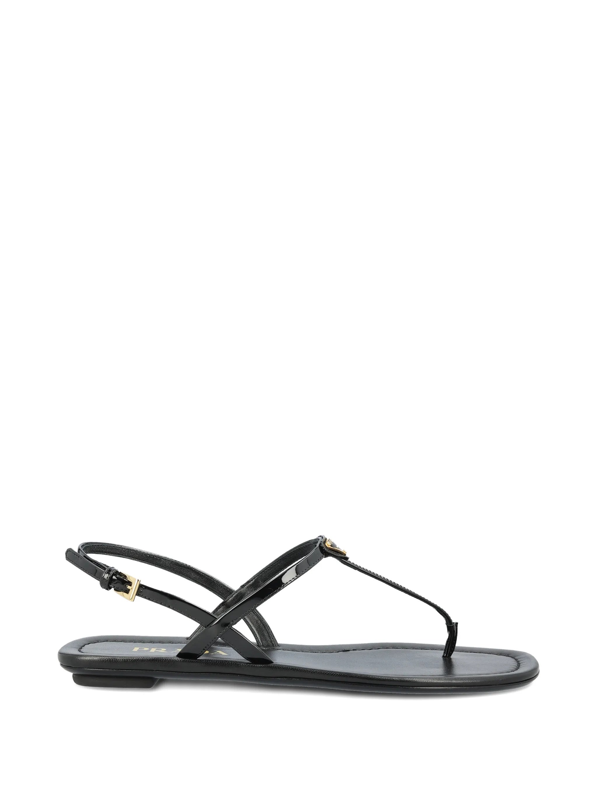 Minimalist Black Flat Leather Sandals