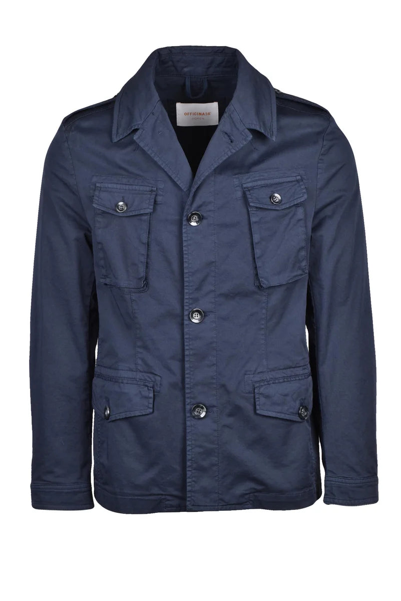 Men's Cotton Stretch Overcoat - Blue
