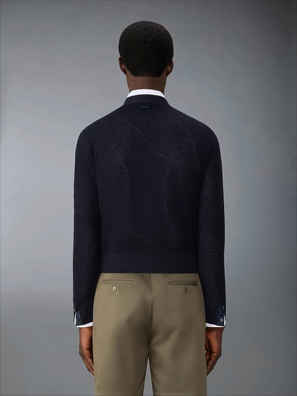 Finely Knit Black Cardigan with Tailored Fit