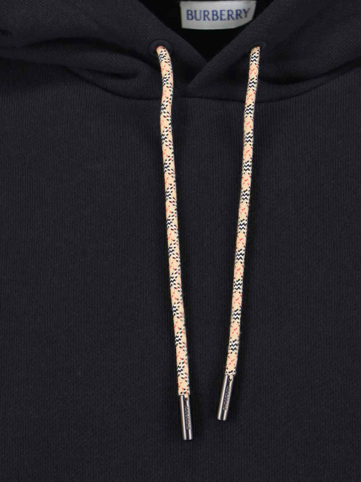 "Reilly Chk Pch" Hooded Sweatshirt In Black Cotton