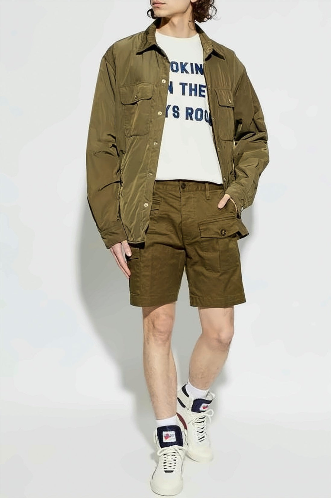 Utilitarian Olive Shorts With Flap Pocket Design