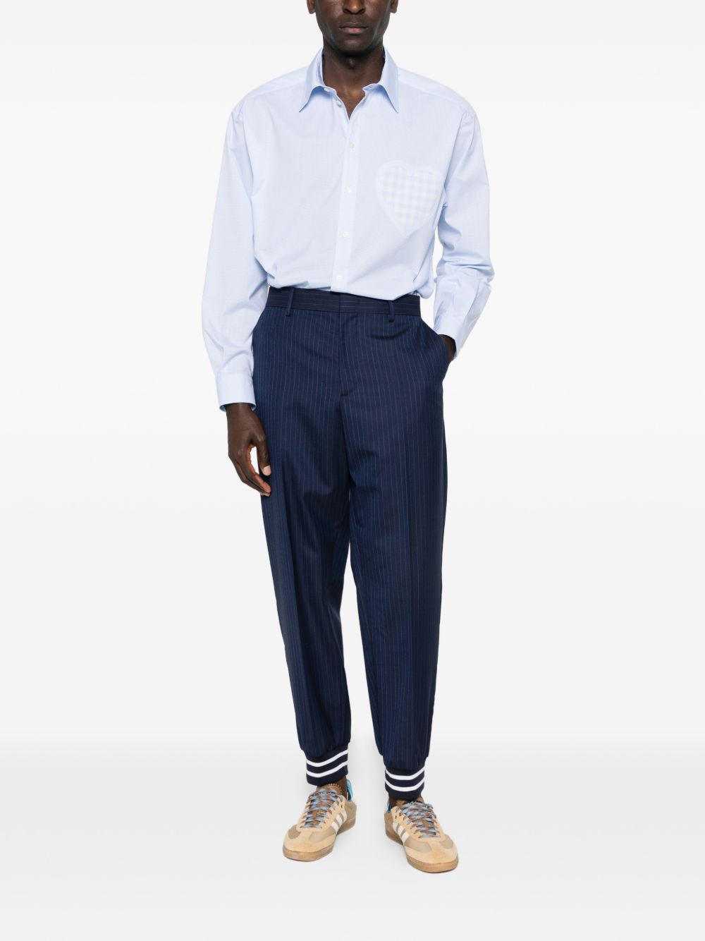 White Silk and Nylon Shirt with Heart-Shaped Pocket
