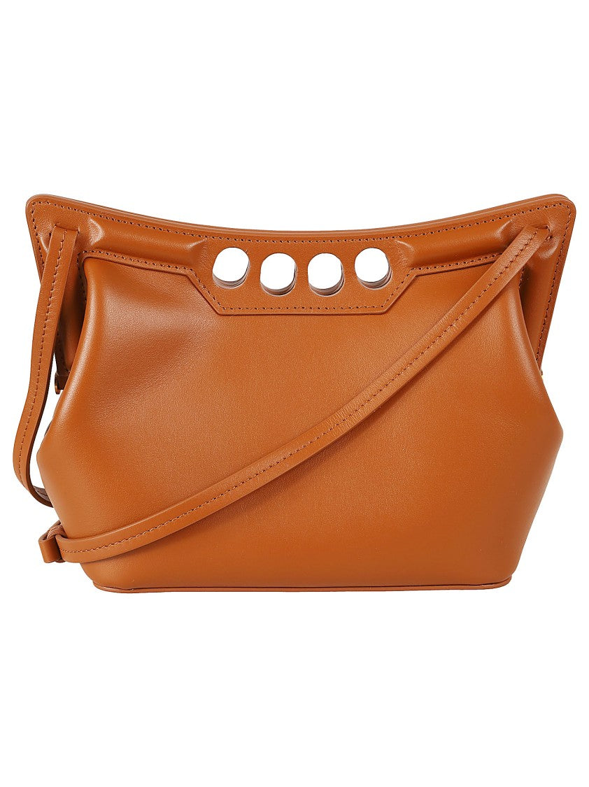 Structured Leather Bag With Unique Cut-Out Handle