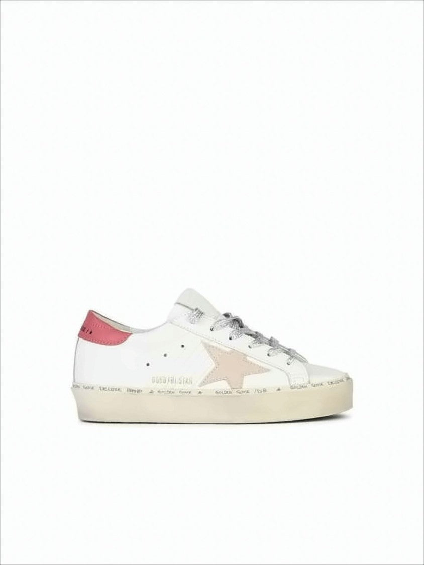 Low-Top Sneakers with Beige Star and Distressed Finish