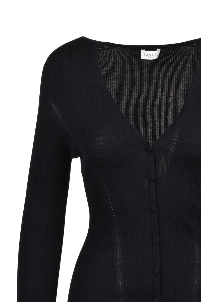 Ribbed Cardigan - Black