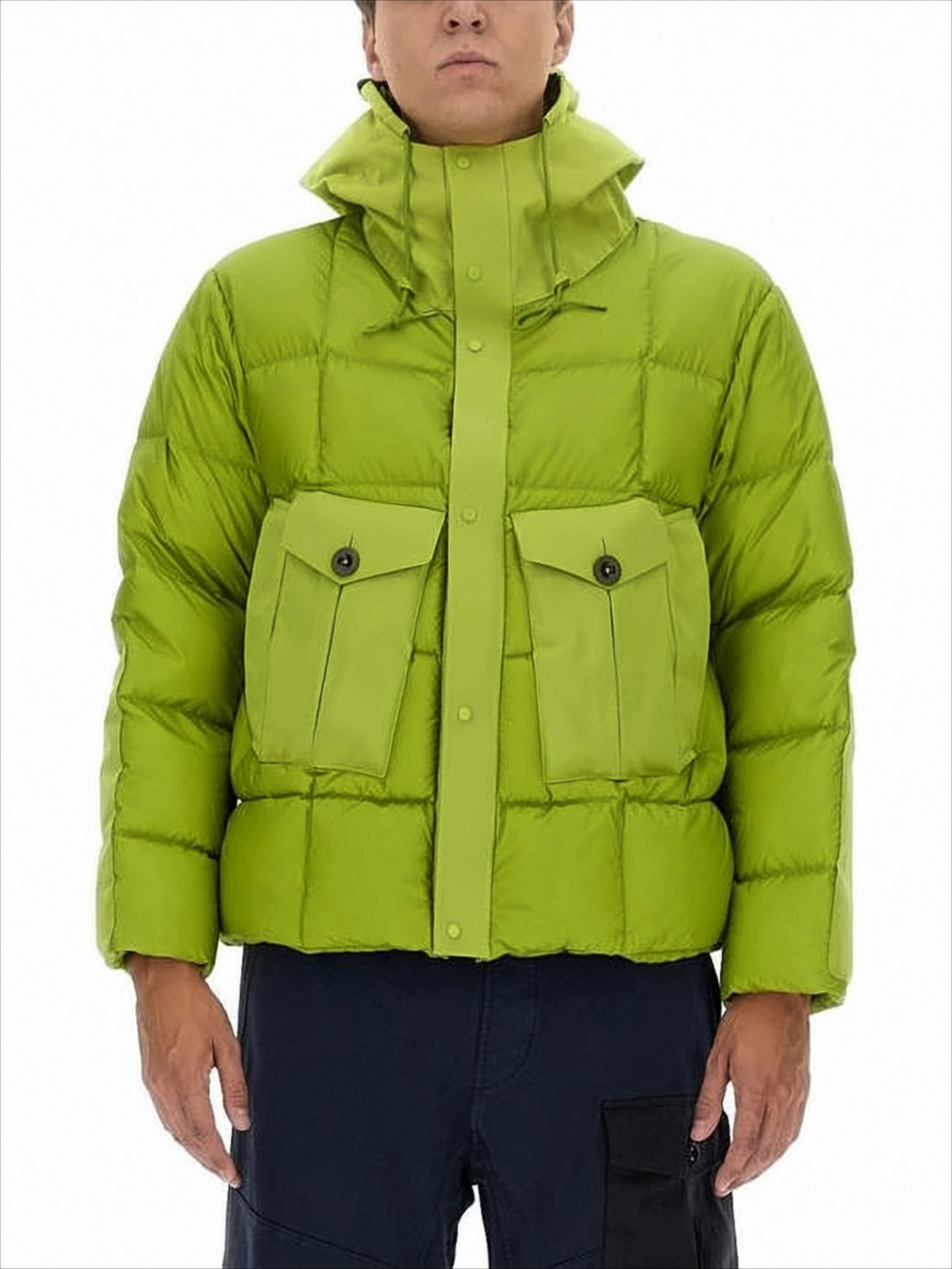 Lime Green Puffer Jacket with Adjustable Hood