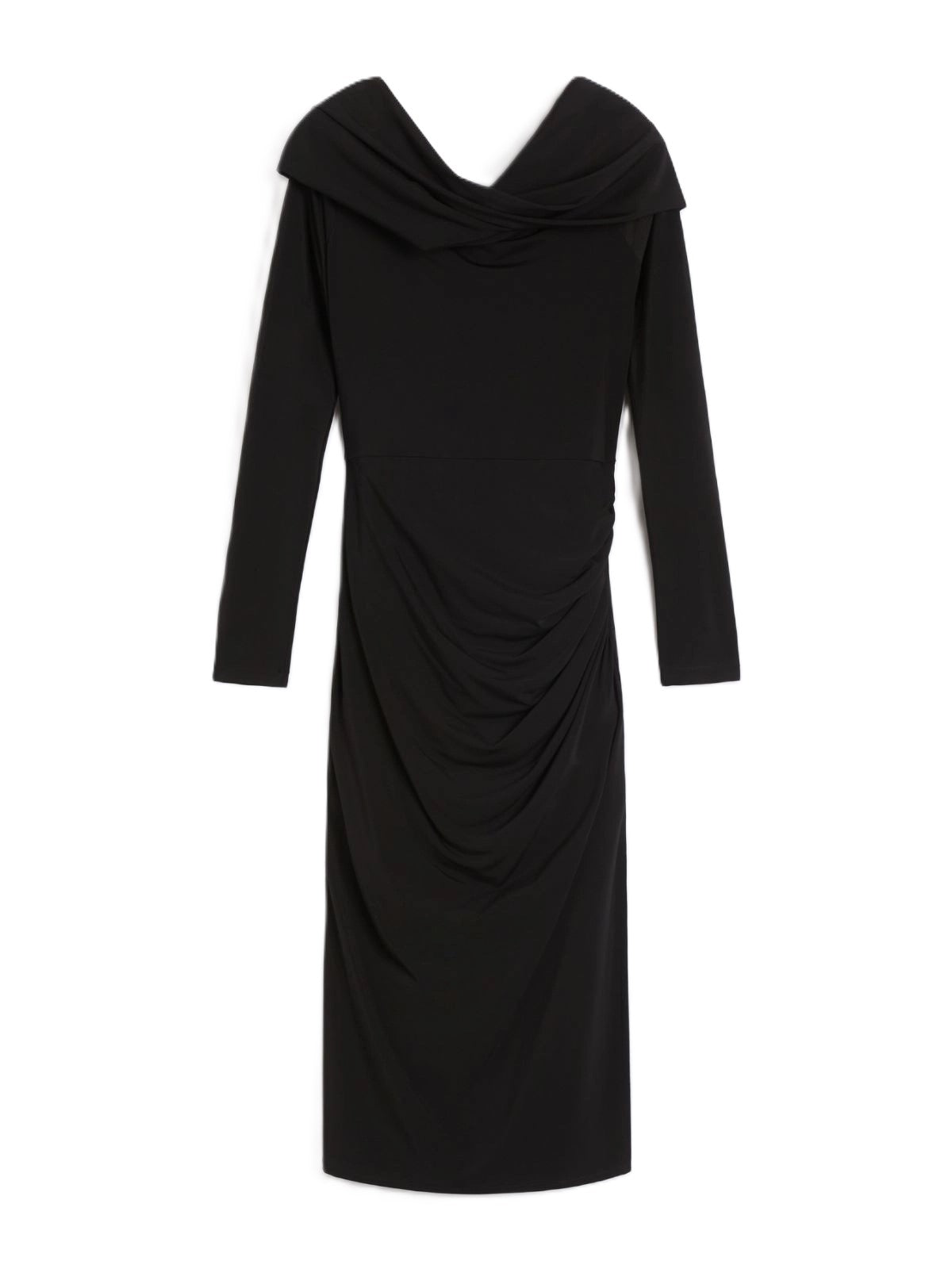 Fitted Off-The-Shoulder Midi Dress With Subtle Ruching