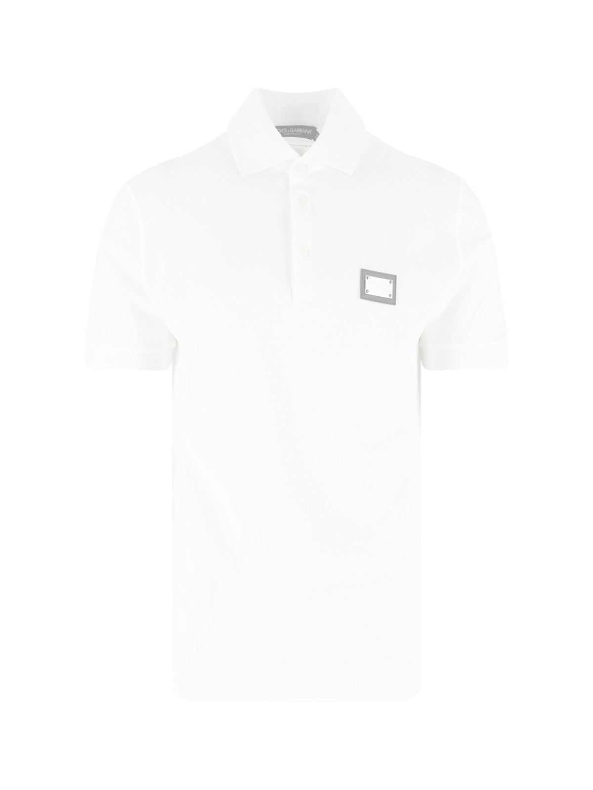 White Metallic Logo Piqué Polo