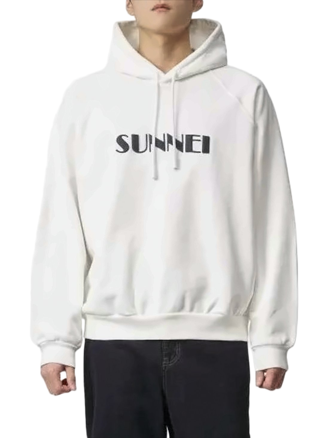 Relaxed Fit White Hoodie With Drawstring And Graphic Logo