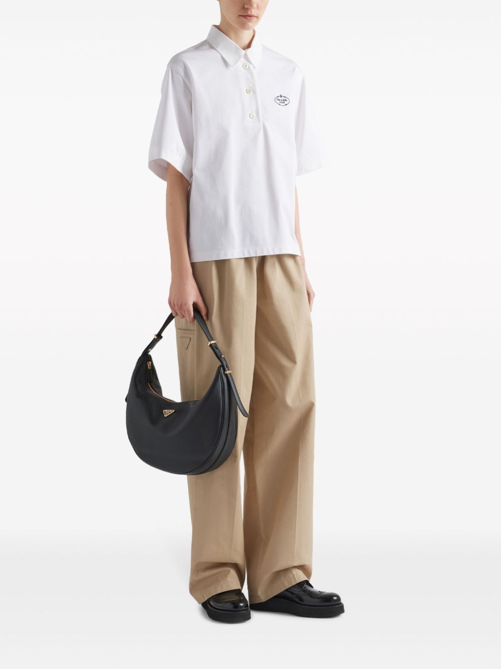 Large Logo-Plaque Leather Shoulder Bag