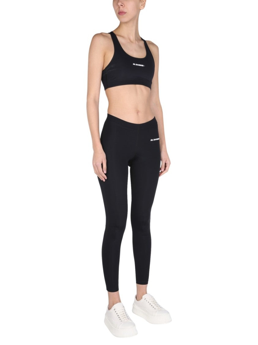 High-Waisted Black Logo Print Leggings