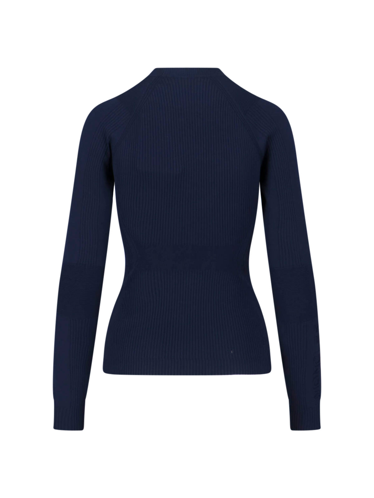 Blue Ribbed Viscose Blend Logo Sweater