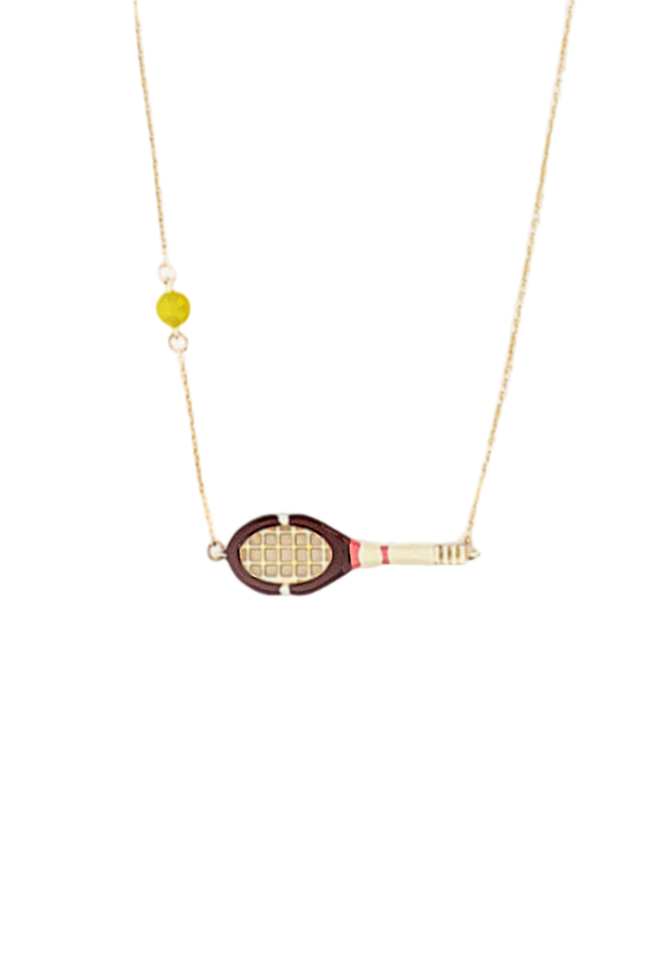 Yellow Gold Tennis Pelota Necklace