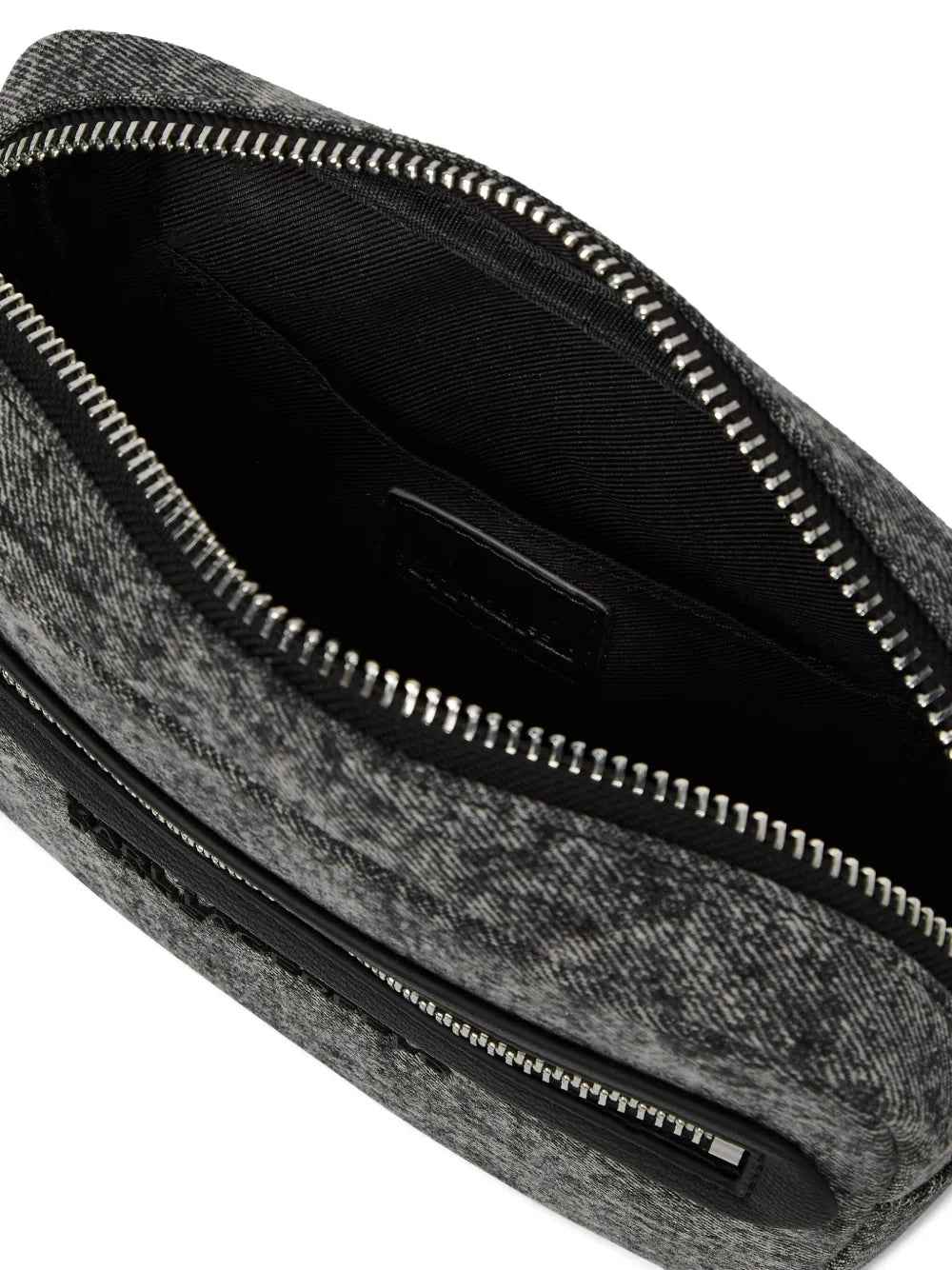 Textured Grey Fabric Borsello Crossbody Bag