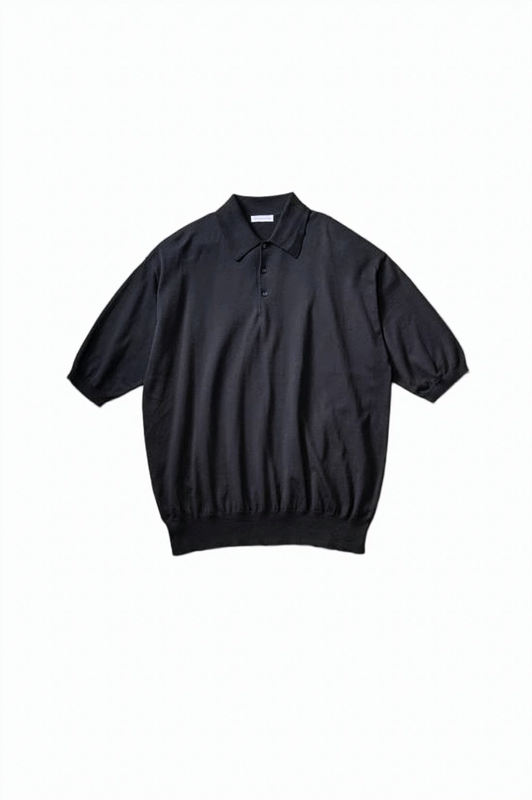 Short-Sleeved Polo Collar Sweater with Button Placket