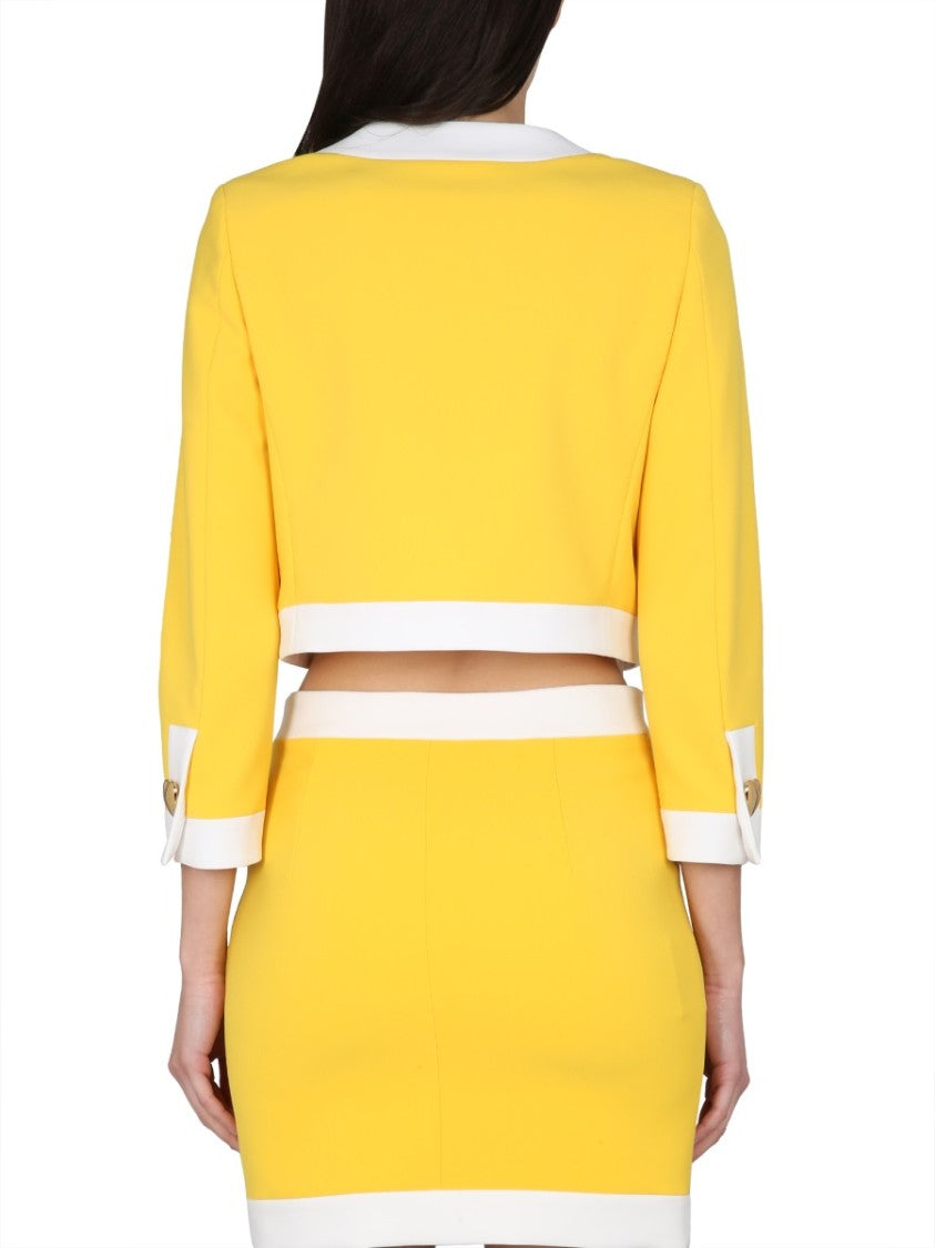 Heart Buttons Crepe Jacket
