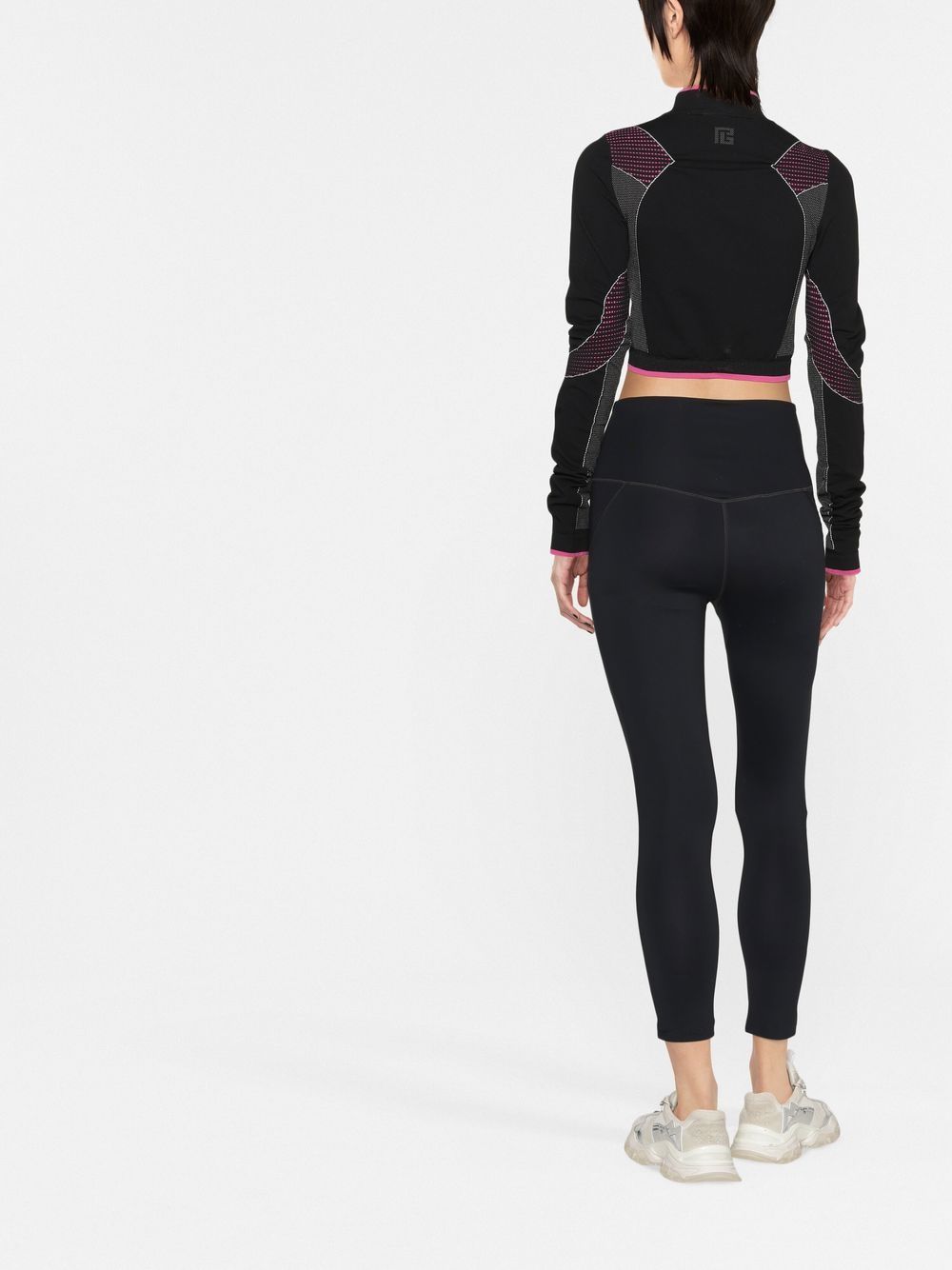 Black Seamless Jersey Cropped Polyamide Top