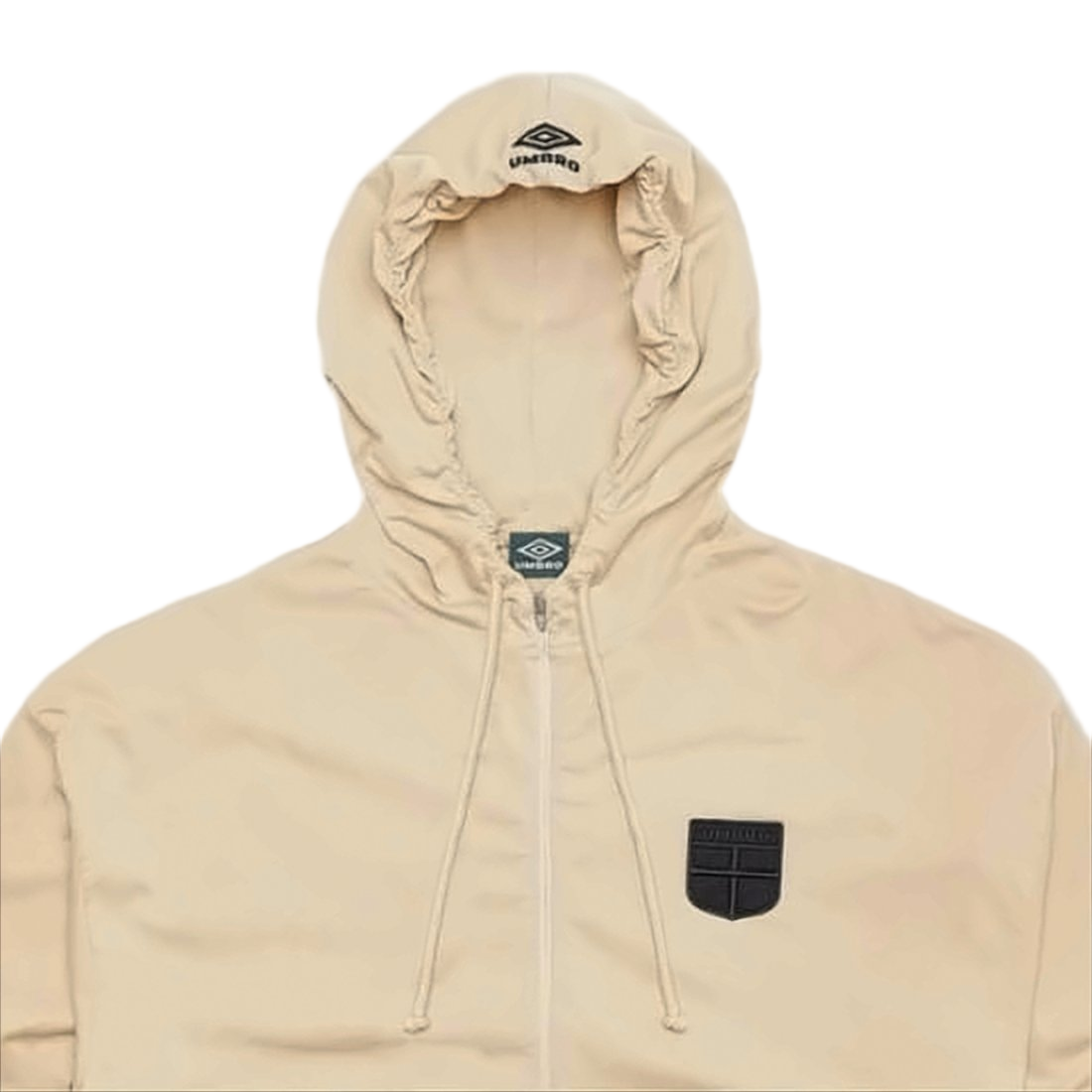 Light Beige Hooded Jacket with Zipper Closure