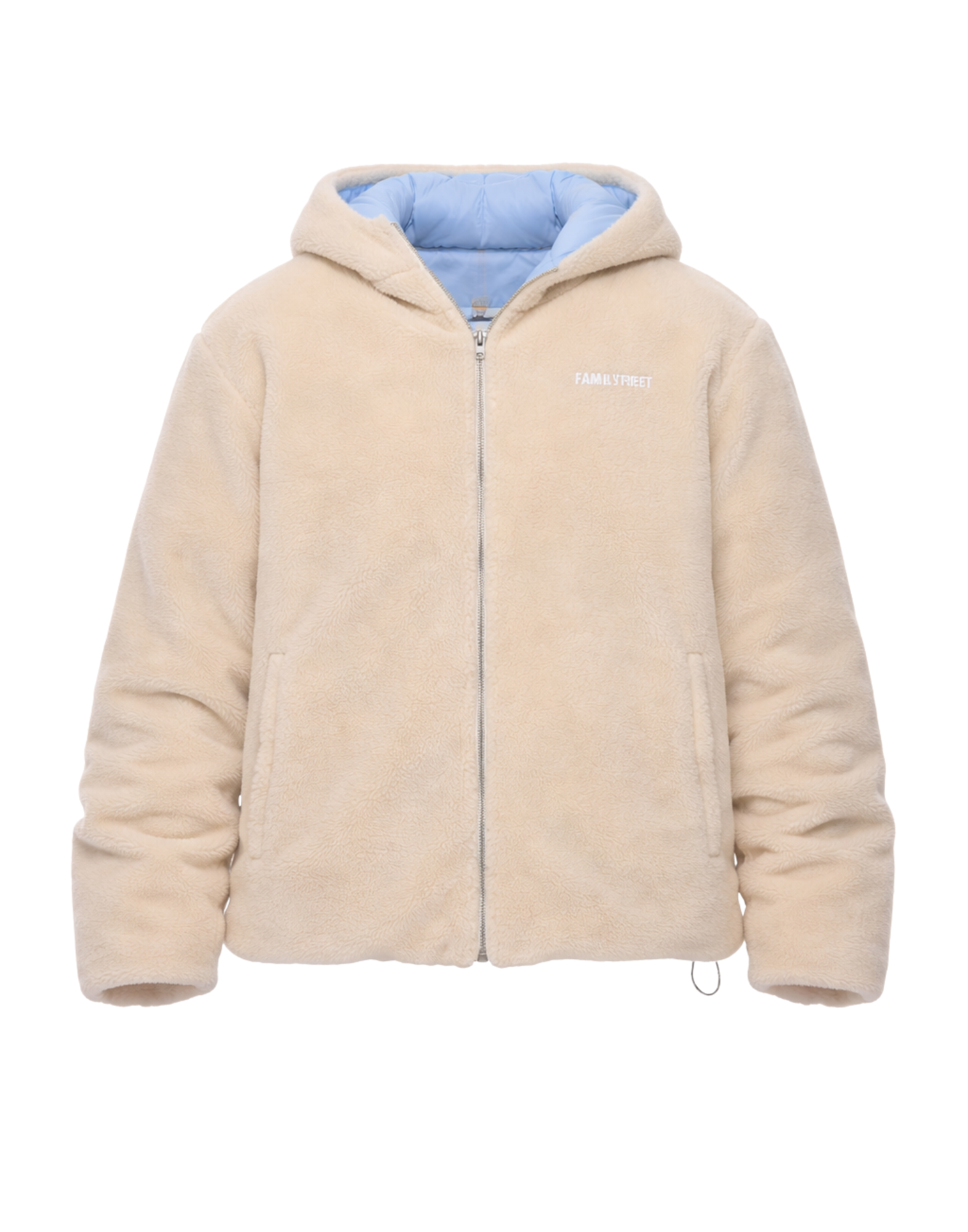Beige Teddy Bomber Jacket with Hood Zip
