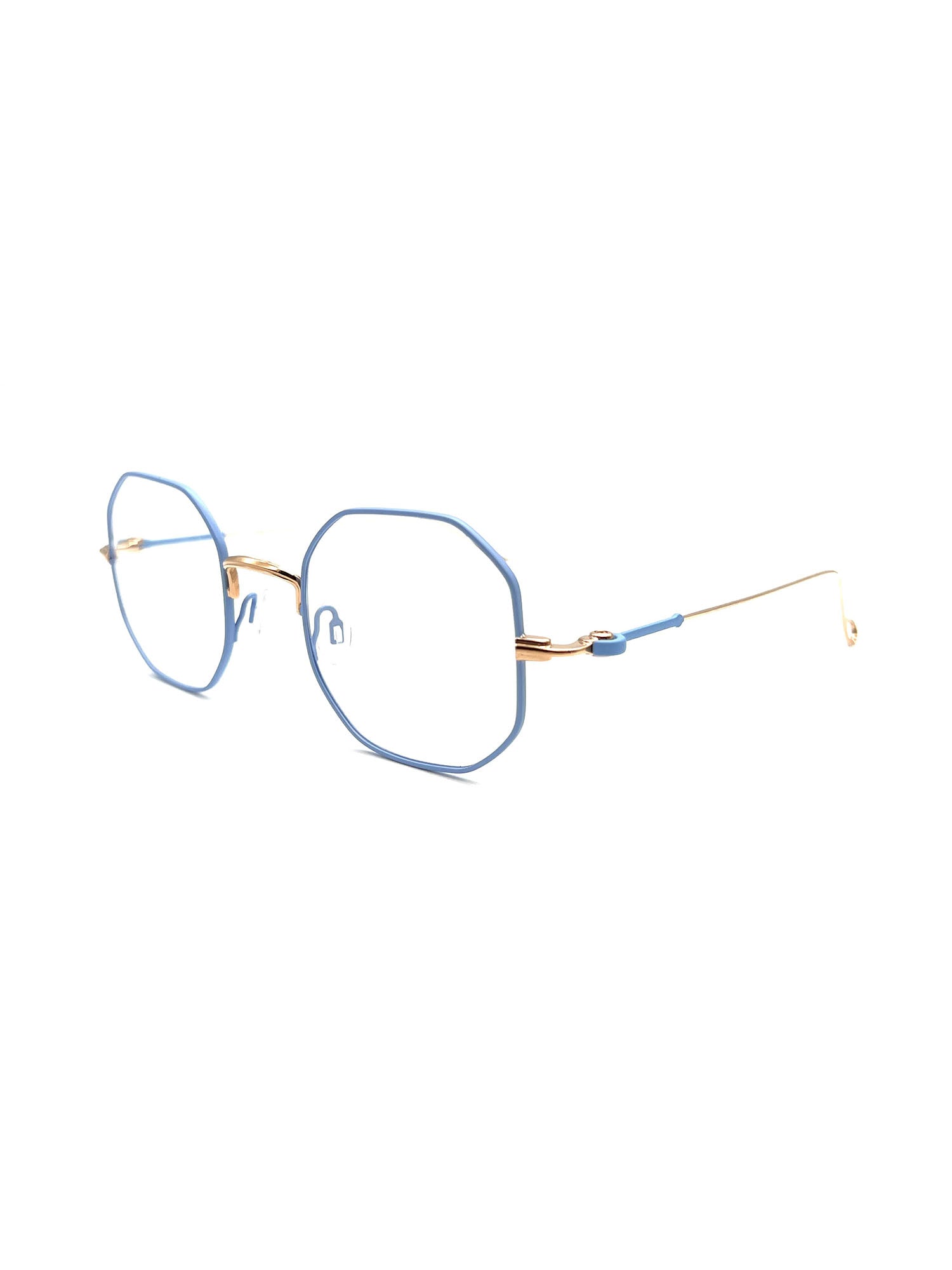 Octagonal Titanium Optical Frames with Gold Accents