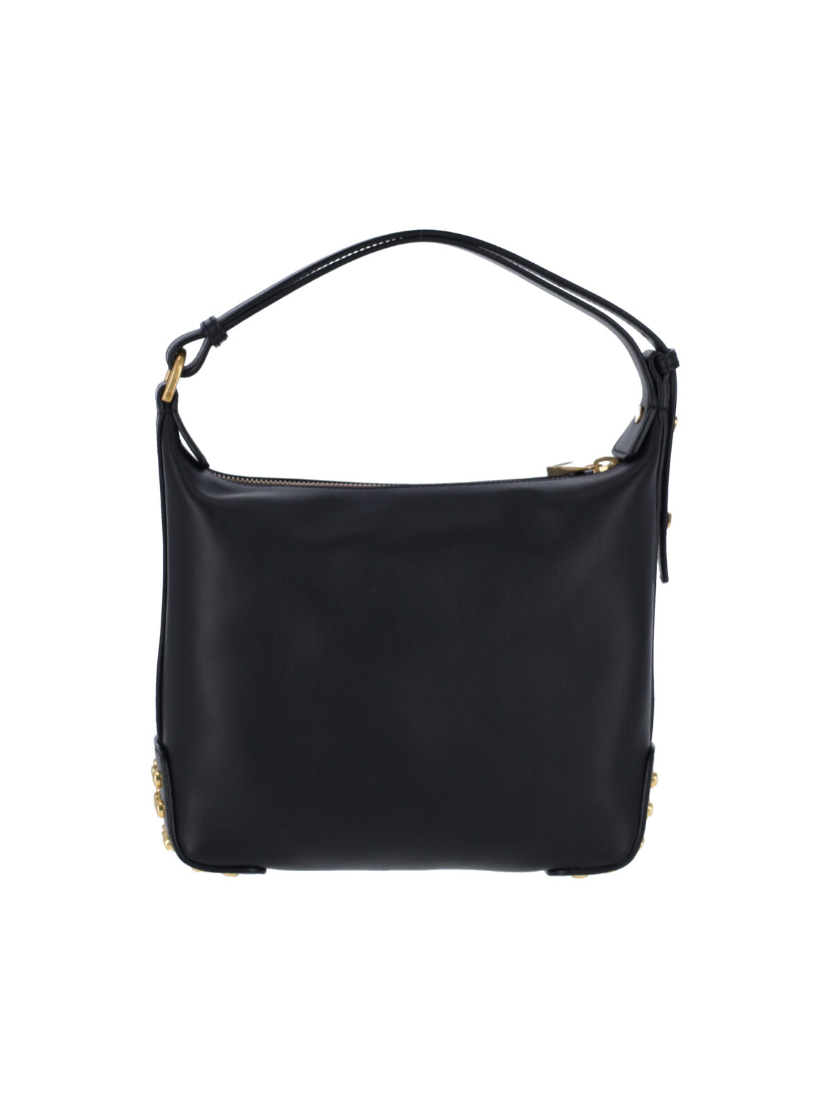 Black Metal Dots Calf Leather Shoulder Bag