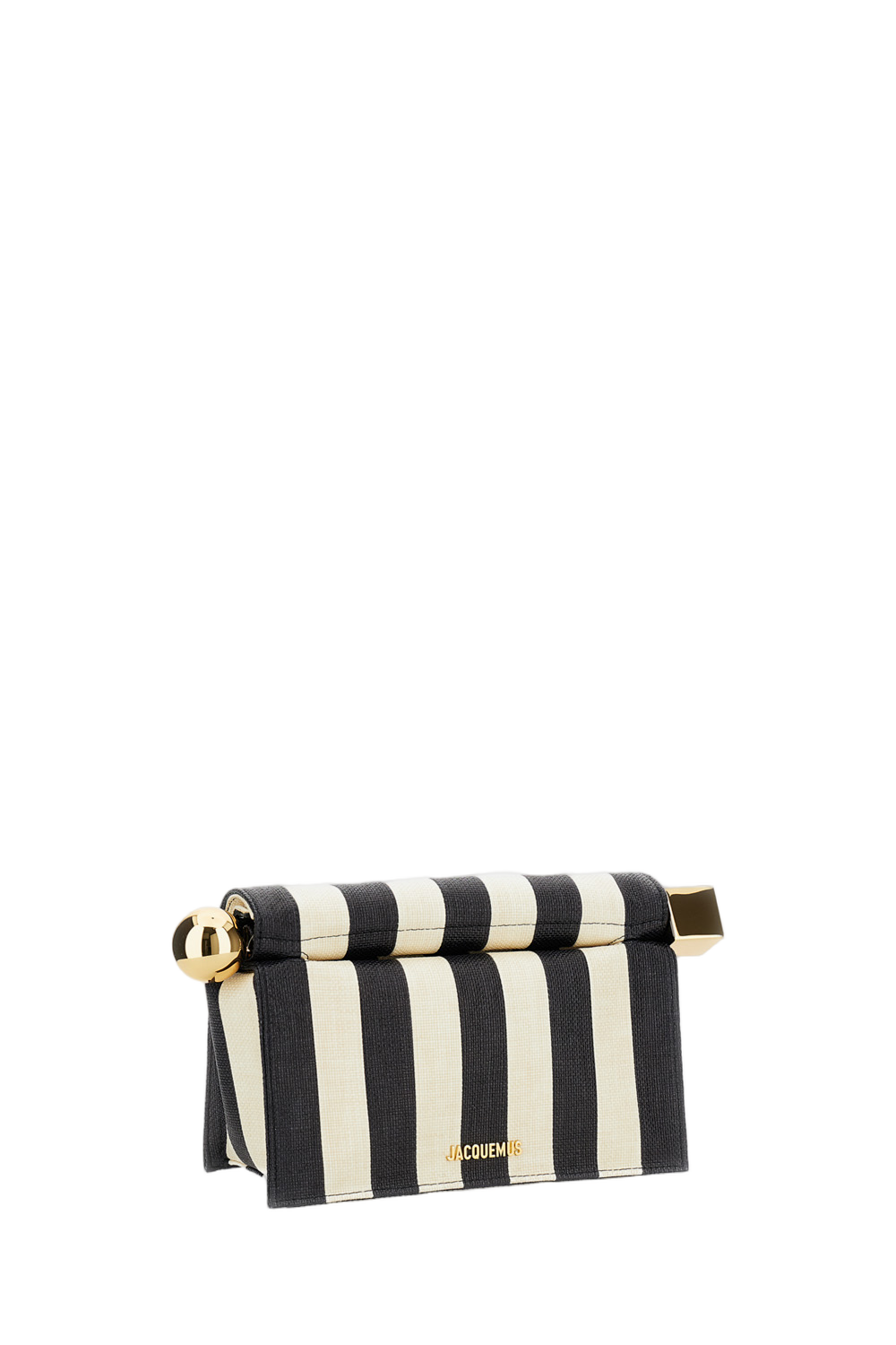 Striped Patchwork Raffia Fold-Over Clutch