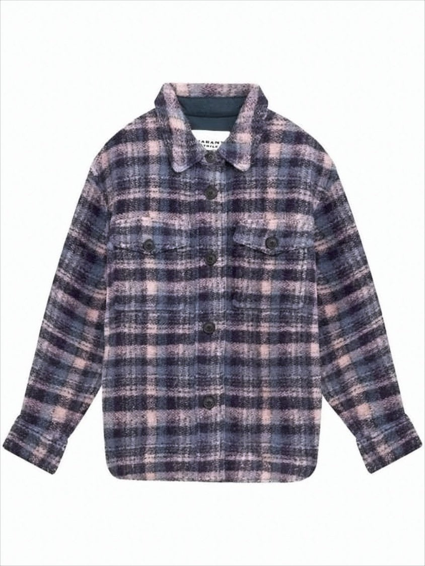 Plaid Textured Jacket with Relaxed Fit